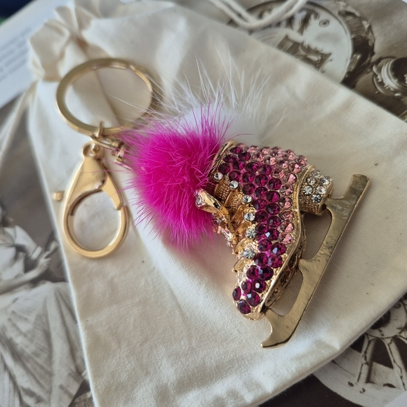 Pink and Gold Ice Skate Keychain - Picture 2 of 10
